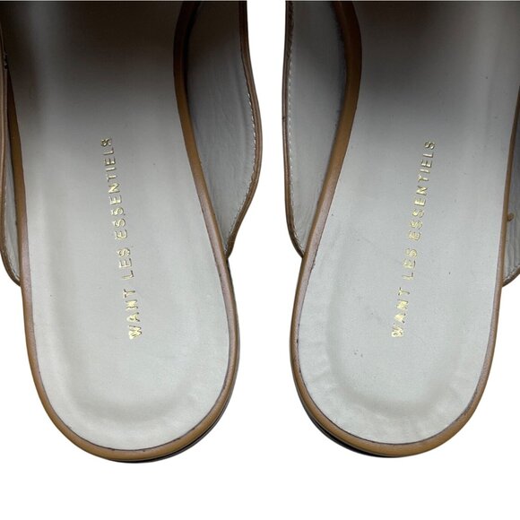 Want Les Essentiels Womens Tan Leather Mules Slip-On Size US8 (EU39) - Picture 5 of 7